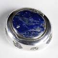 Austrian silver snuff box with enamel decoration and stone cabochon hallmarked 925 silver 1 14 x 3 x 2 34
