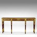 Gilded console red painted 20th c 72 12 x 33 14 x 16 12