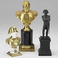 Three napoleonic bronzes two dore busts and full length figure on marble base 19th20th c tallest 11