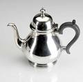 Tiffany  co two pint sterling coffee pot with bulbous form on ring foot and ebony handle 208 ot 7 12