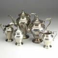 American silver coffee service five pieces in baluster form with ivory insulators 856 ot tallest 11 12