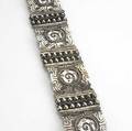 Mexican silver belt pierced and fused glyph form and halfbead links marked brp eagle 2 925 ca 1955 73 ot 30 12 x 1 12