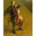 Ivan dmitriev russian 20th c oil on canvas the cello player framed signed 31 12 x 40