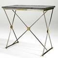 Brushed stainless steel serving table gray granite top 20th c 39 12 x 21 34 x 38