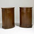 English diminutive bow front cabinets pair in mahogany 19th c 21 x 12 12 x 34