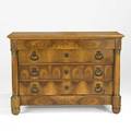Biedermeier columned four drawer commode with bronze mounts 19th c 52 x 36 x 25