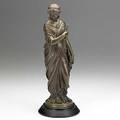 Classical bronze of a female artist 19th20th c signed l pilet with brushes and palette 13