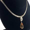 Diamond  citrine necklace 14k wg and yg diamond ribbon suspends removeable pearshaped citrine pendant diamonds 55 cts tw 352 gs gw 16 12