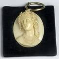 Ivory cameo of venus applied on velvet to be hung as a plaque