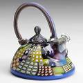 Richard marquis miniature nonfunctional blownglass teapot with polychrome murrines 1988 inscribed thanx scott marquis copyright 1988 4 x 4