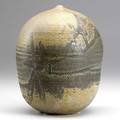 Toshiko takaezu glazed stoneware moonpot with rattle incised tt 8 12 x 6 14