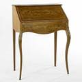 French provincial fall front desk with marquetry decoration and ormolu mounts 20th c 38 12 x 28 x 17