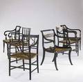 Six regency or sheraton armchairs most english ca 17901810 largest 19 x 21 x 32