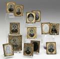 Ambrotypes grouping of thirteen assorted images ca 1860 largest 2 34 x 3 14