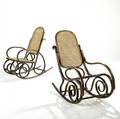 Thonet style pair of bentwood rockers with cane seats and backs 41 x 20 12 x 38