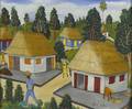 Abner dubic haitian b 1949 untitled village scene oil on masonite framed signed 16 x 20