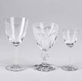 Stemware ten pieces include four lalique cordials two lalique goblets and four baccarat goblets tallest 7