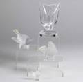 Lalique three bird figures together with a bird seal each signed lalique france tallest 6 14 x 4 14 x 3 12