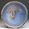 Pewabic flaring bowl covered in polychrome lustered glaze circular stamp 3 14 x 9