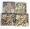 Moravian tile works four tiles including prioress and aves 4 and 4 12
