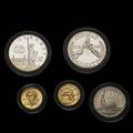 United states commemorative coins 1986 liberty three coin set 500 gold 100 silver and a 50 silver 1988 olympic two coin set 500 gold 100 silver and a 1988 olympic silver 100