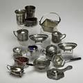 American and european silver 19th20th c sixteen pieces of mixed assay 800 silver basket two loring andrews sterling nut dishes etc 23 ot weighable silver tallest 3 14