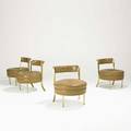Billy haines attr four chairs usa 1960s brass leather john stuart retail labels 25 x 21 x 22 12