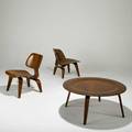 Charles and ray eames evans productsherman miller pair of lcws and one ctw usa 194849 laminated walnut rubber evans decals to chairs evansmiller decal to table table 15 12 x 34 chairs