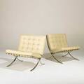 Ludwig mies van der rohe knoll international pair of barcelona chairs germany ca 1965 leather stainless steel unmarked 31 x 30 12 x 29