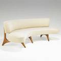 Vladimir kagan kagandreyfuss inc floating seat and back sofa usa 1950s wool sculpted walnut unmarked 31 12 x 83 x 48