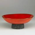 Laura andreson footed ceramic bowl rare red glaze usa 1950 signed and dated 3 14 x 8 12