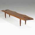 Phil powell coffee table usa 1960s carved american black walnut and cherry unmarked 14 34 x 77 x 17 34