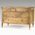 Style of jeanmichel frank fourdrawer dresser natural parchment on wood brass unmarked 29 x 41 x 21