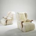 Rene drouet attr pair of wing chairs france 1930s mongolian longhaired lamb sycamore unmarked 41 x 33 12 x 40
