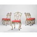 Jeancharles moreux set of six dining chairs france 1945 gilt wroughtiron upholstery unmarked 37 x 19 x 21 12