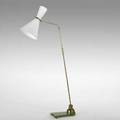 Boris lacroix adjustable floor lamp france 1940s brass st gobain glass rubber linen unmarked as shown 71 x 35 x 12