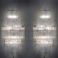 Camer pair of large sconces italy 1960s crystal and enameled steel unmarked 48 x 24 x 12
