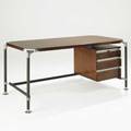 Ico and luisa parisi mim executive desk italy 1950s italian walnut aluminum enameled steel cherry unmarked 29 x 63 x 31 12
