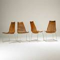 Hans brattrud hove set of four scandia tallback chairs norway 1950s teak chromed steel two have labels 37 x 17 12 x 21