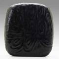 Massimo micheluzzi hand blown carved black glass vessel italy 2003 signed and dated 13 x 11 12 x 3