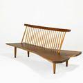 George nakashima nakashima studios conoid bench unusual raised butterfly usa 1975 american black walnut rosewood hickory provenance available copy of original invoice bonhams new york sig