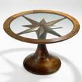 Phil powell fine center table usa ca 1963 laminated and carved walnut plate glass provenance annaly jamison residence pennsylvania unmarked 27 x 41 dia