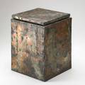 Paul evans cc design inc patchwork ice bucket usa 1970s patinated copper wood plastic signed on bottom 13 14 x 10 x 10
