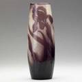 Galle cameo glass vase wheelcarved and firepolished with irises signed on galle 12 12 x 4