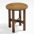 Gustav stickley tabouret with circular top branded signature 20 x 18