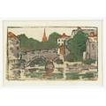 Arthur wesley dow woodblock print gables by the bridge ca 189395 matted and framed provenance artists estate unsigned marked in pencil on back 918 and l8202903 image 2 12 x 4