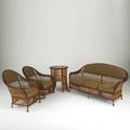 Niagara fourpiece rattan set 1920s brass tags settee 36 x 70 x 29