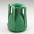 Teco fourhandled vase stamped teco paper label 7 34 x 6