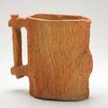 George ohr rare and early bisque fired molded pitcher tree trunk pattern stamped several times 9 12 x 11 12