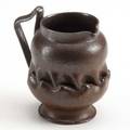 George ohr folded red clay pitcher with mahogany glaze stamped ge ohr biloxi miss 3 12 x 3 12